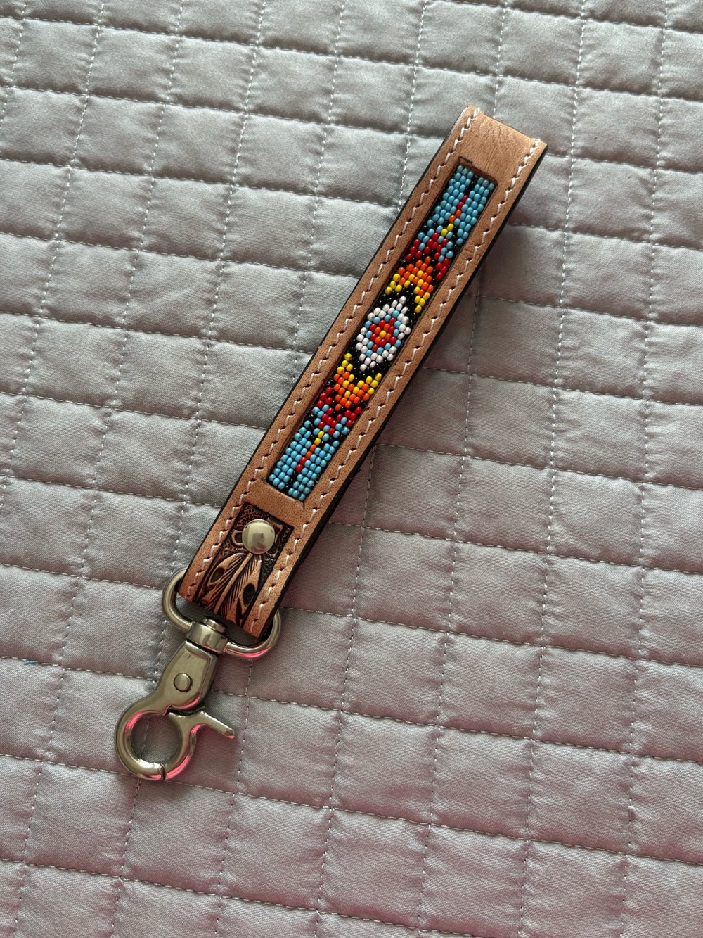 Genuine Leather Beaded Key Fob